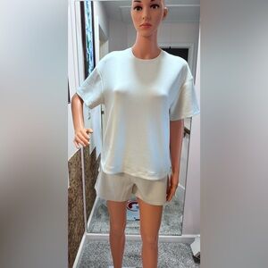 Women’s Loungewear Set – Short Sleeve Top & Drawstring Shorts – Size S